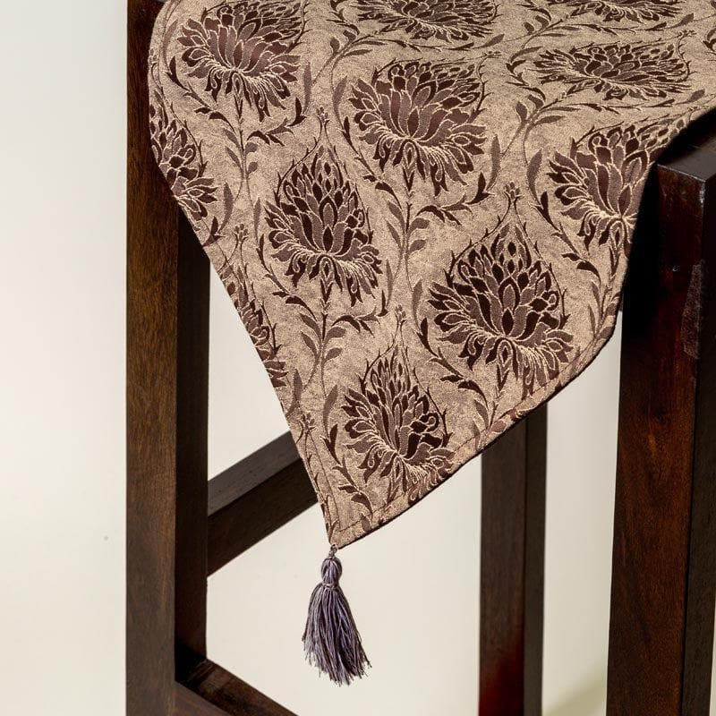 Table Runner - Pierre Paisley Jacquard Table Runner- Brown