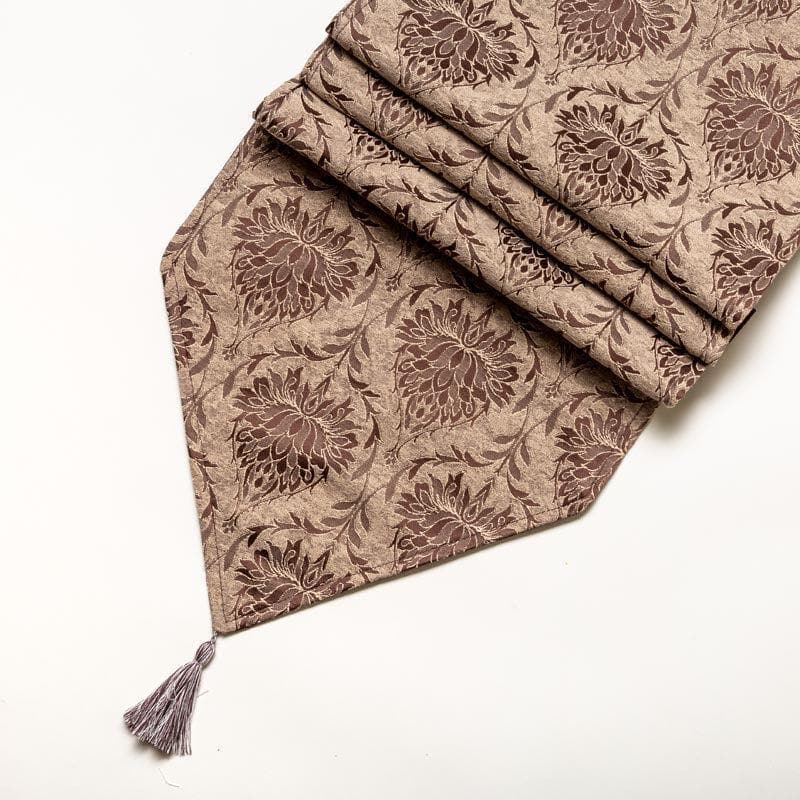 Table Runner - Pierre Paisley Jacquard Table Runner- Brown