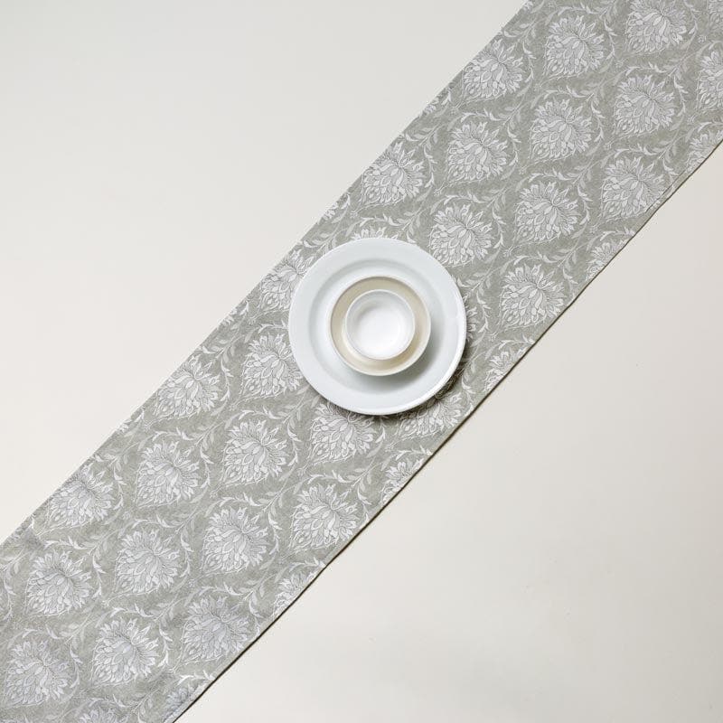 Table Runner - Pierre Paisley Jacquard Table Runner- Grey