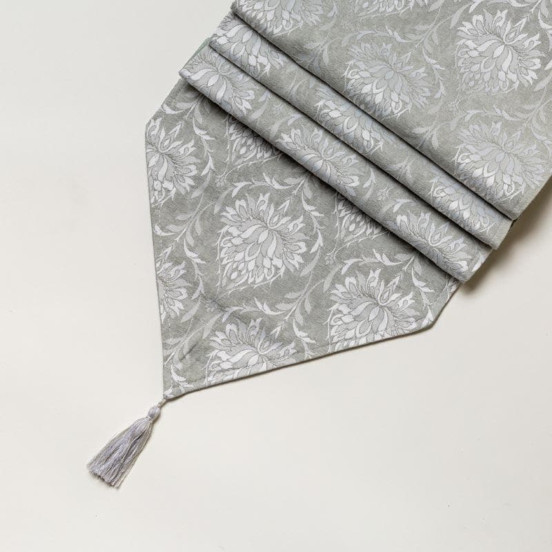 Table Runner - Pierre Paisley Jacquard Table Runner- Grey