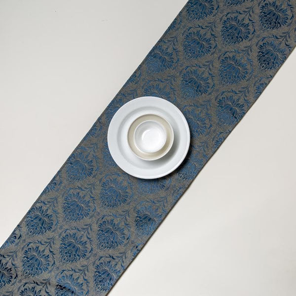 Table Runner - Pierre Paisley Jacquard Table Runner- Navy