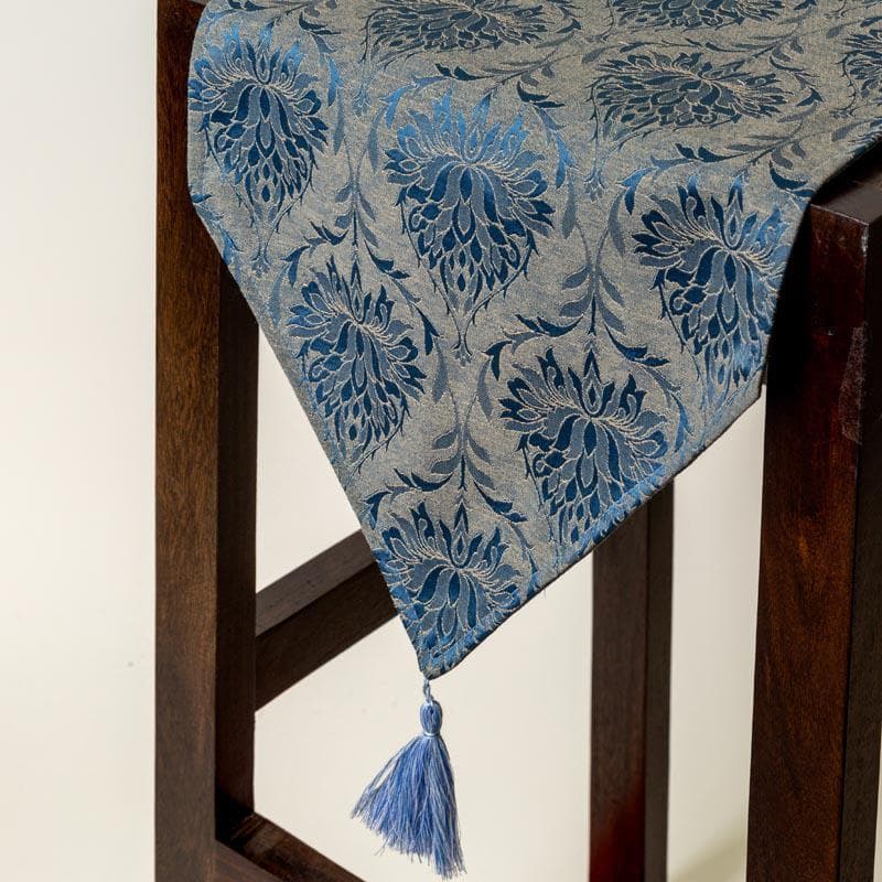 Table Runner - Pierre Paisley Jacquard Table Runner- Navy