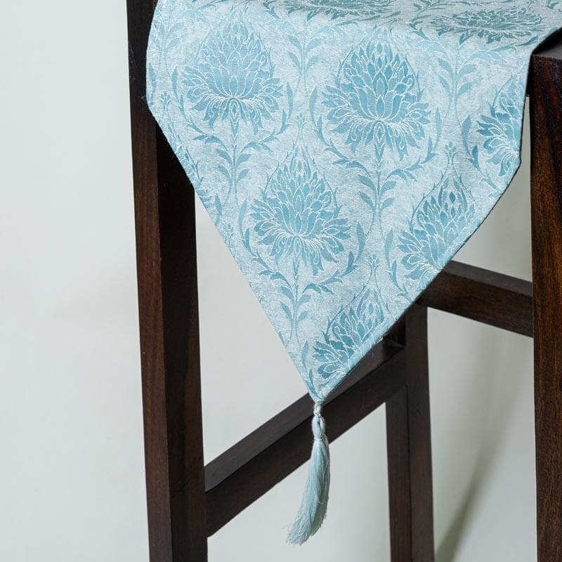 Table Runner - Pierre Paisley Jacquard Table Runner- Turquoise