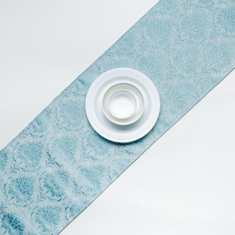 Table Runner - Pierre Paisley Jacquard Table Runner- Turquoise