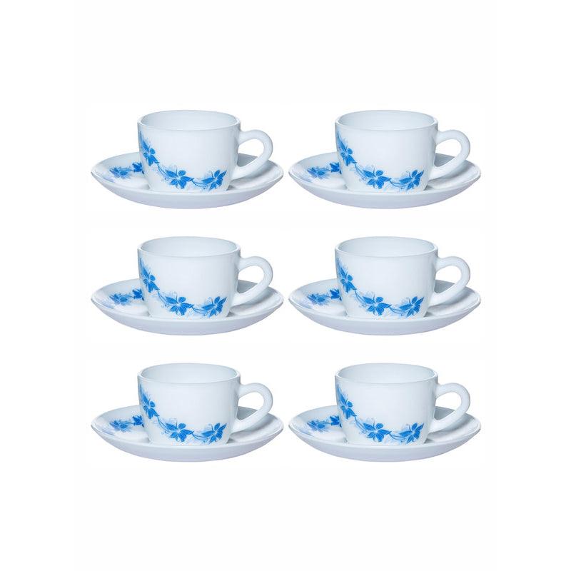 Tea Cup & Saucer - Ambara Floral Cup & Saucer (130 ML) - Twelve Piece Set