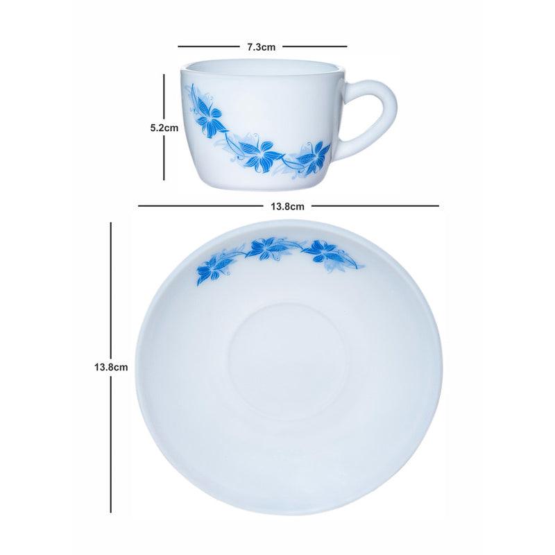 Tea Cup & Saucer - Ambara Floral Cup & Saucer (130 ML) - Twelve Piece Set