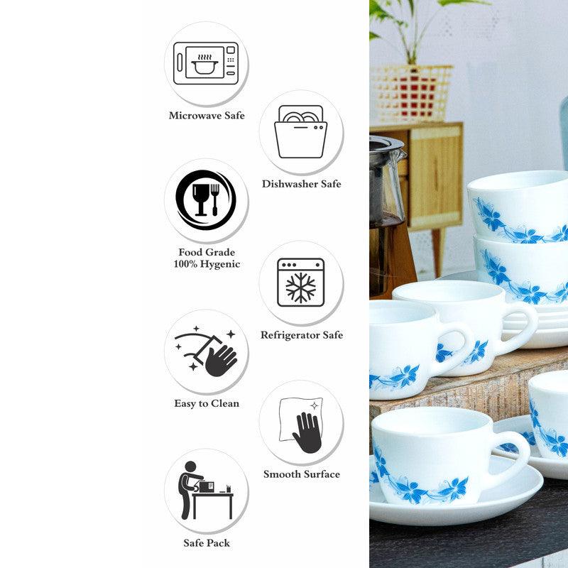 Buy Ambara Floral Cup & Saucer (130 ML) - Twelve Piece Set Tea Cup & Saucer from Vaaree