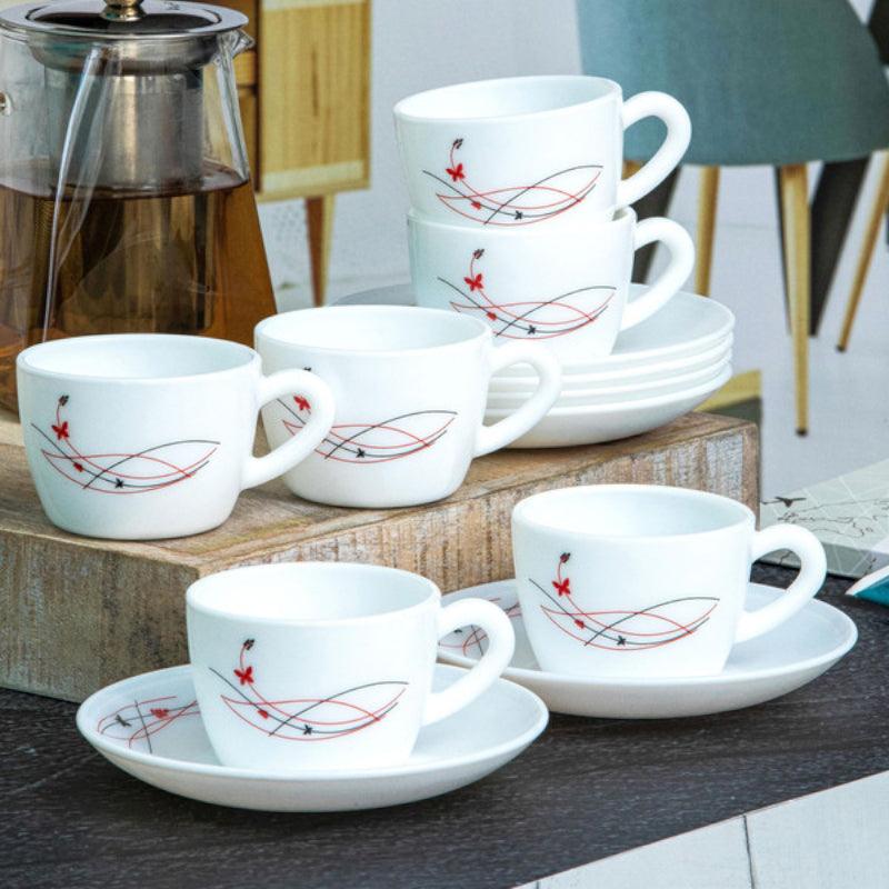 Buy Auros Breeze Cup & Saucer (130 ML) - Twelve Piece Set Tea Cup & Saucer from Vaaree