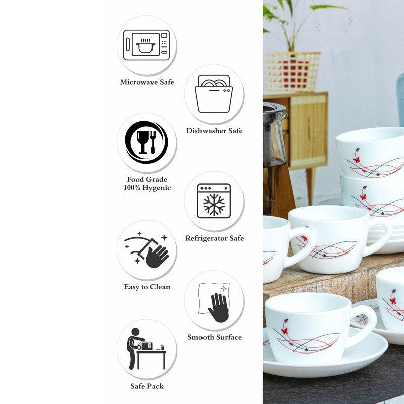 Buy Auros Breeze Cup & Saucer (130 ML) - Twelve Piece Set Tea Cup & Saucer from Vaaree