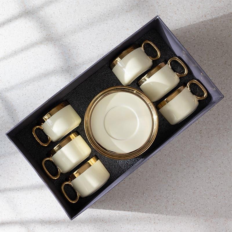 Tea Cup & Saucer - Dorvae Beige Cup & Saucer Set (200 ML) - Twelve Piece Set