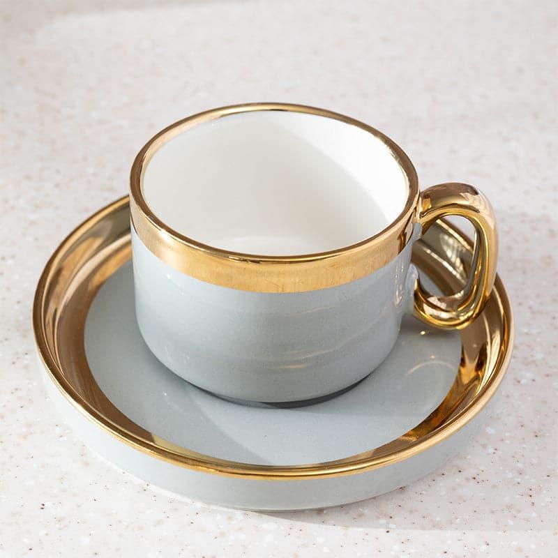 Buy Dorvae Grey Cup & Saucer Set (200 ML) - Twelve Piece Set Tea Cup & Saucer from Vaaree