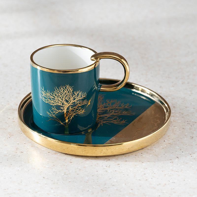 Buy Emiko Cup & Saucer (Dark Green) - Twelve Piece Set Tea Cup & Saucer from Vaaree