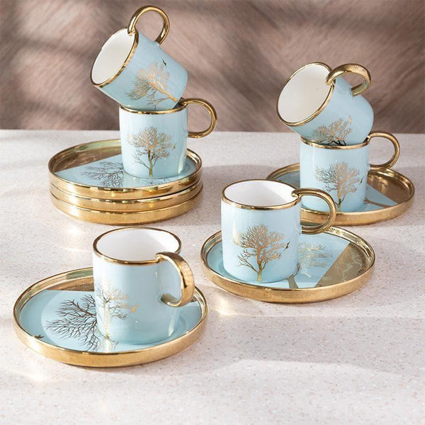 Tea Cup & Saucer - Emiko Cup & Saucer (Water Blue) - Twelve Piece Set