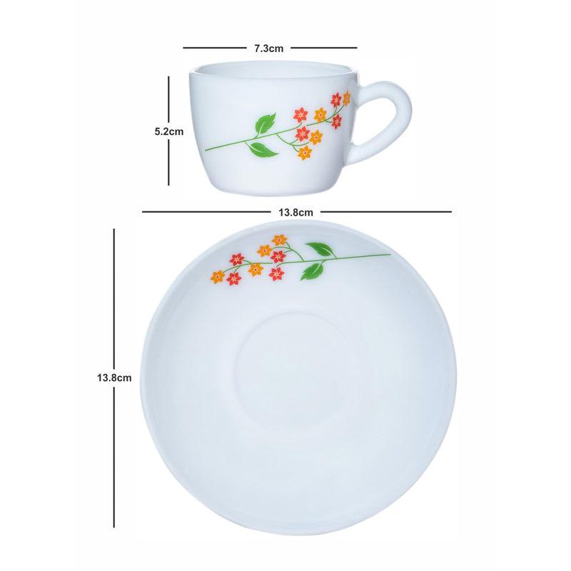 Tea Cup & Saucer - Flowery Max Mug Cup & Saucer (130 ML) - Twelve Piece Set