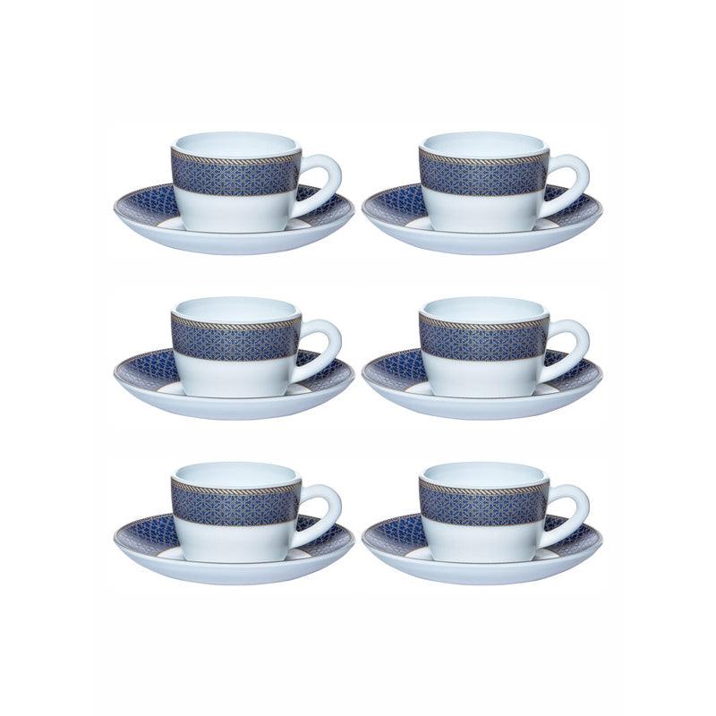 Buy Gingera Ethnic Blue Cup & Saucer (130 ML) - Twelve Piece Set Tea Cup & Saucer from Vaaree