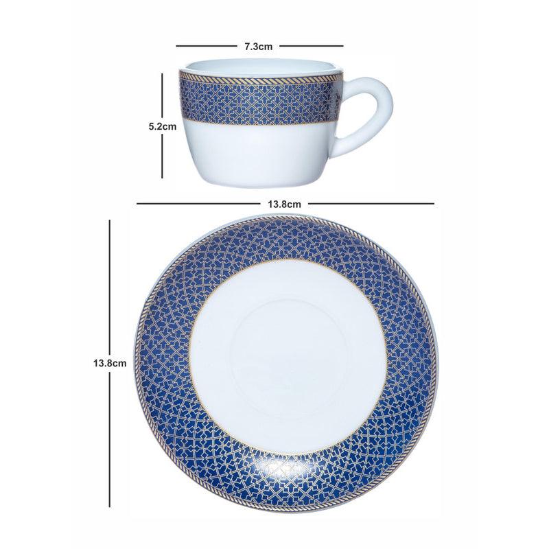 Buy Gingera Ethnic Blue Cup & Saucer (130 ML) - Twelve Piece Set Tea Cup & Saucer from Vaaree