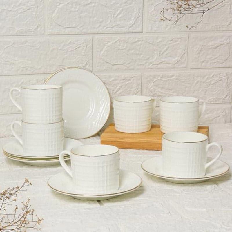 Tea Cup & Saucer - Haeta Ceramic Cup (200 ML) - Set Of Six