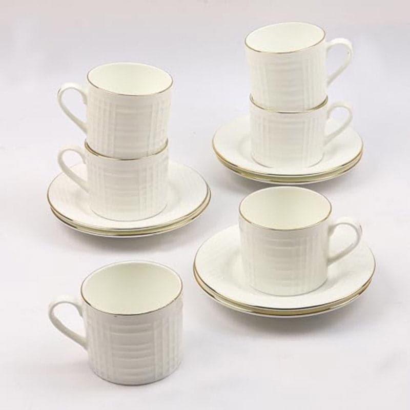 Tea Cup & Saucer - Haeta Ceramic Cup (200 ML) - Set Of Six