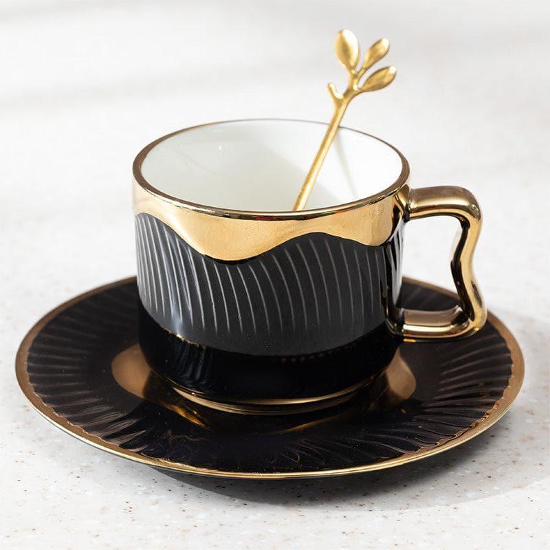 Buy Hairi Cup & Saucer (Black) - Eighteen Piece Set Tea Cup & Saucer from Vaaree