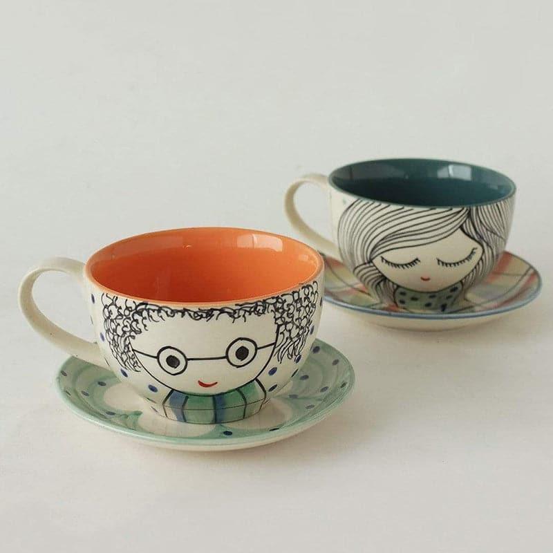 Tea Cup & Saucer - His And Her Morning Teacups And Saucers - Set Of Two