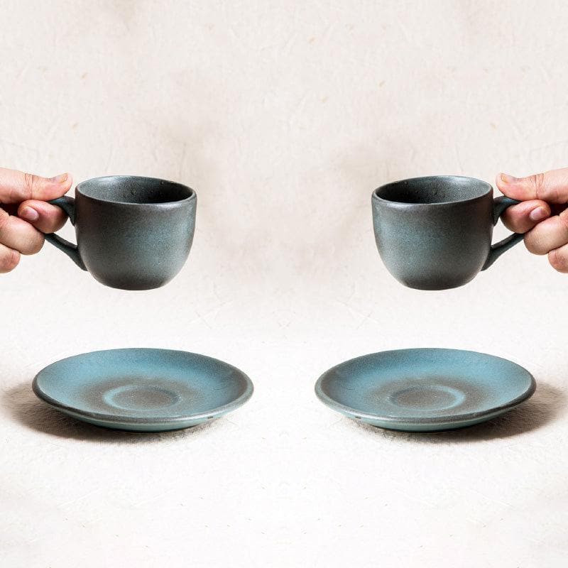 Buy Indigo Terrain Cup & Saucers - Set Of Two Tea Cup & Saucer from Vaaree