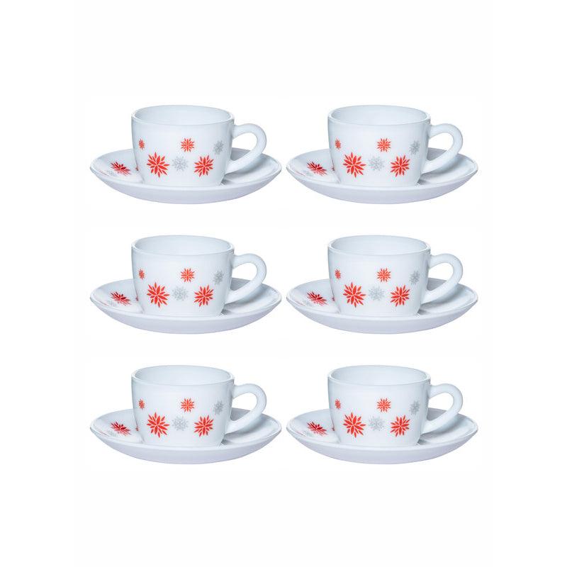 Tea Cup & Saucer - Jemra Floral Cup & Saucer (130 ML) - Twelve Piece Set