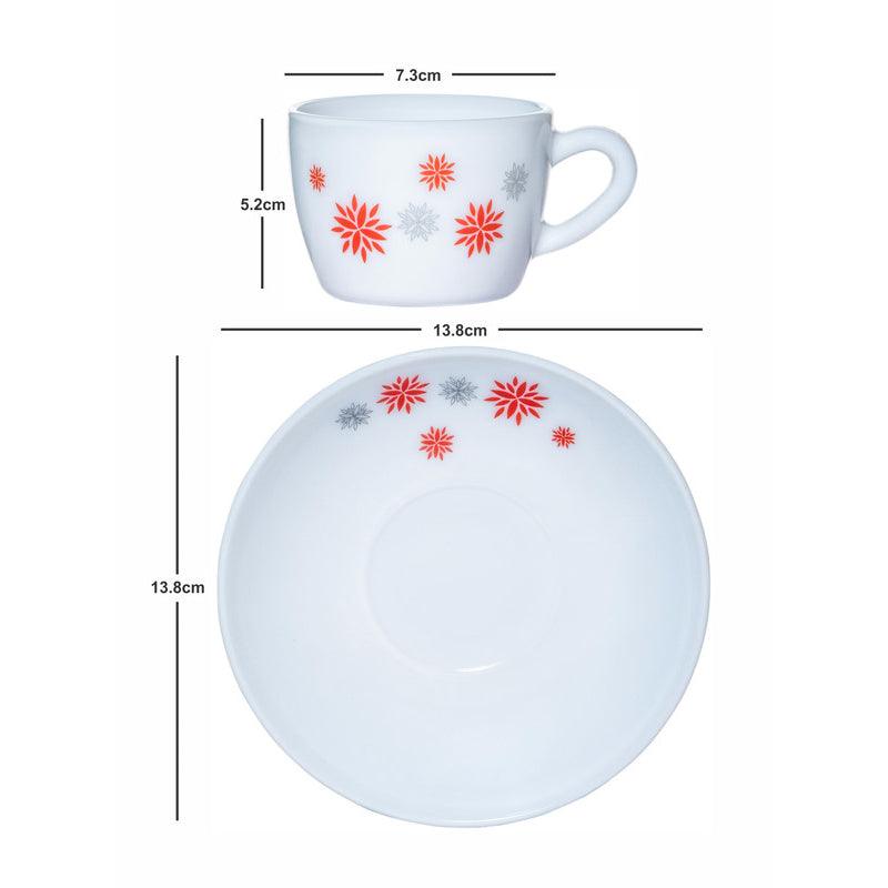 Tea Cup & Saucer - Jemra Floral Cup & Saucer (130 ML) - Twelve Piece Set