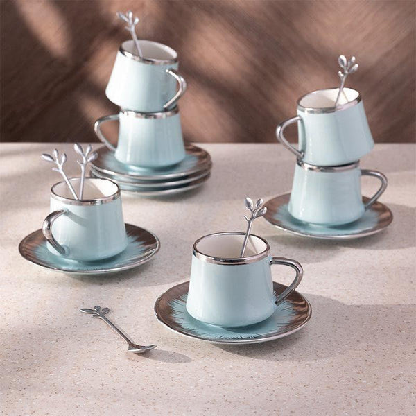 Tea Cup & Saucer - Kana Cup & Saucer (Water Blue) - Eighteen Piece Set