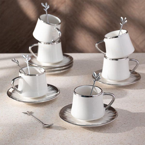 Tea Cup & Saucer - Kana Cup & Saucer (White) - Eighteen Piece Set