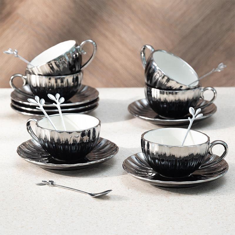 Tea Cup & Saucer - Kazumi Cup & Saucer (Black) - Eighteen Piece Set