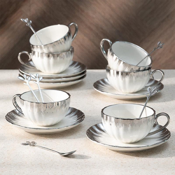 Buy Tea Cup & Saucer - Kazumi Cup & Saucer (White) - Eighteen Piece Set at Vaaree online