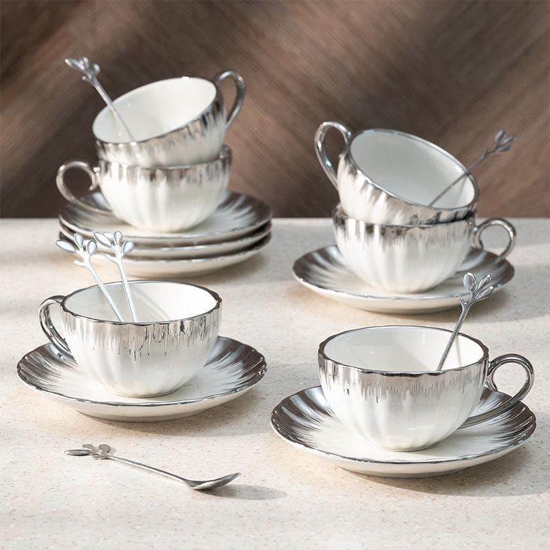 Buy Kazumi Cup & Saucer (White) - Eighteen Piece Set Tea Cup & Saucer from Vaaree