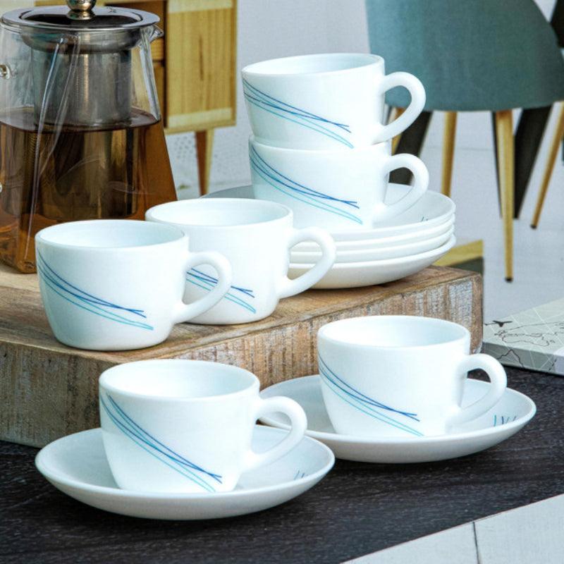 Buy Levasha Glide Cup & Saucer (130 ML) - Twelve Piece Set Tea Cup & Saucer from Vaaree