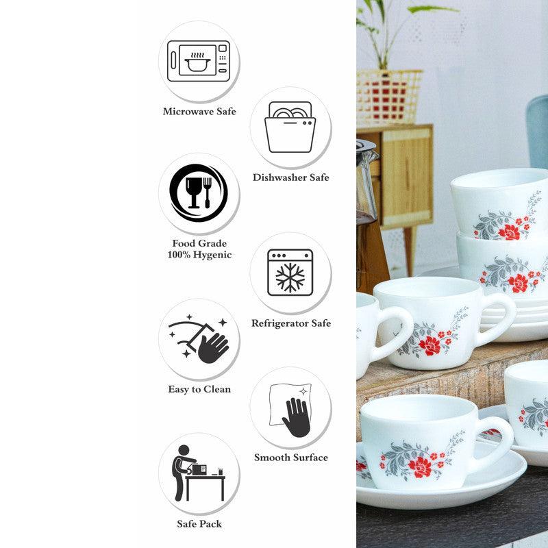 Buy Lila Floral Cup & Saucer (130 ML) - Twelve Piece Set Tea Cup & Saucer from Vaaree