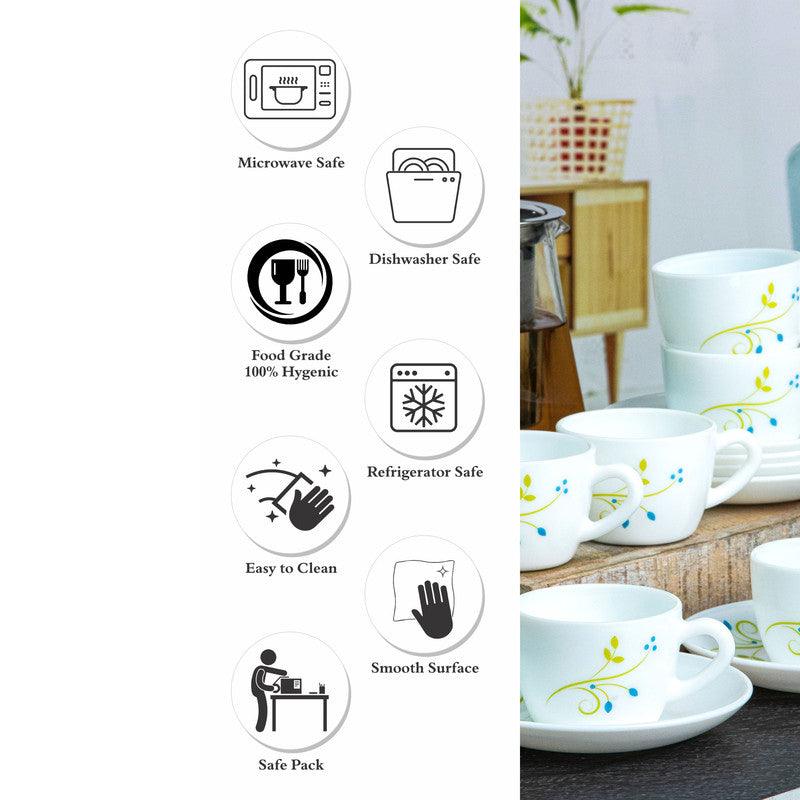 Buy Minari Flora Cup & Saucer (130 ML) - Twelve Piece Set Tea Cup & Saucer from Vaaree