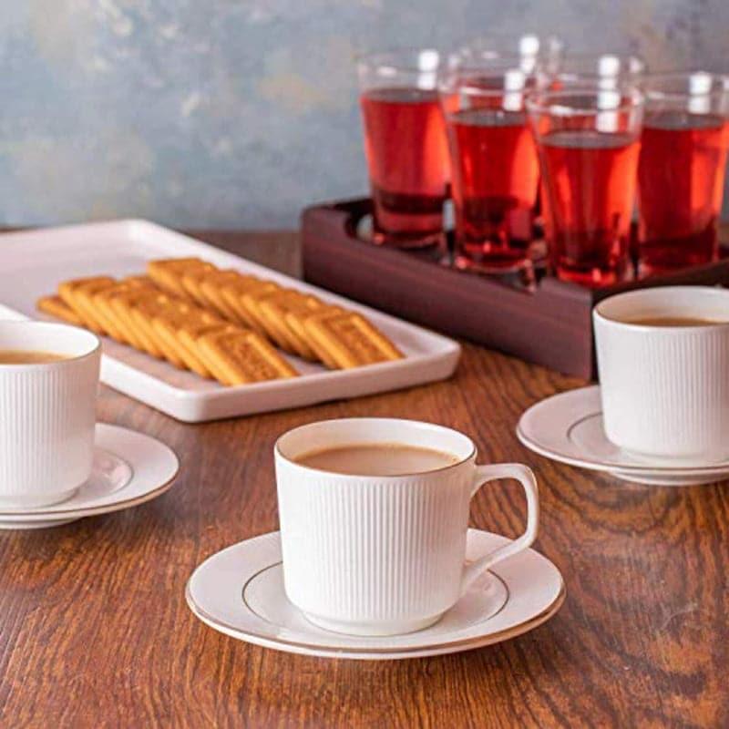 Tea Cup & Saucer - Misara Ceramic Cup (200 ML) - Set Of Six