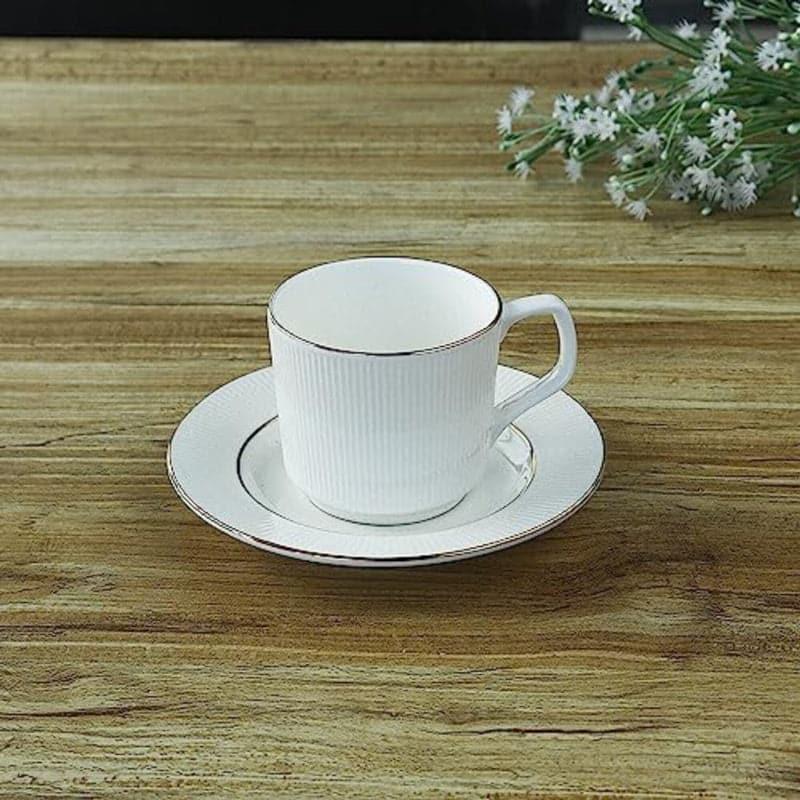 Tea Cup & Saucer - Misara Ceramic Cup (200 ML) - Set Of Six