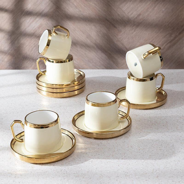 Tea Cup & Saucer - Nearon Cup & Saucer (Beige) - Twelve Piece Set