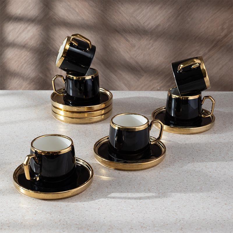 Buy Nearon Cup & Saucer (Black) - Twelve Piece Set Tea Cup & Saucer from Vaaree