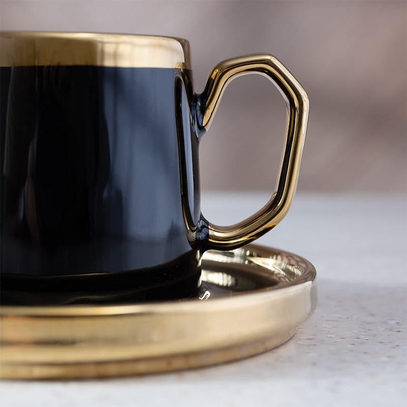 Buy Tea Cup & Saucer - Nearon Cup & Saucer (Black) - Twelve Piece Set at Vaaree online
