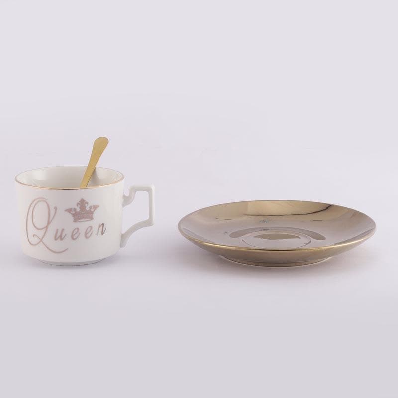 Buy Noir Gold Rimmed Tea Cup & Saucer Set Tea Cup & Saucer from Vaaree