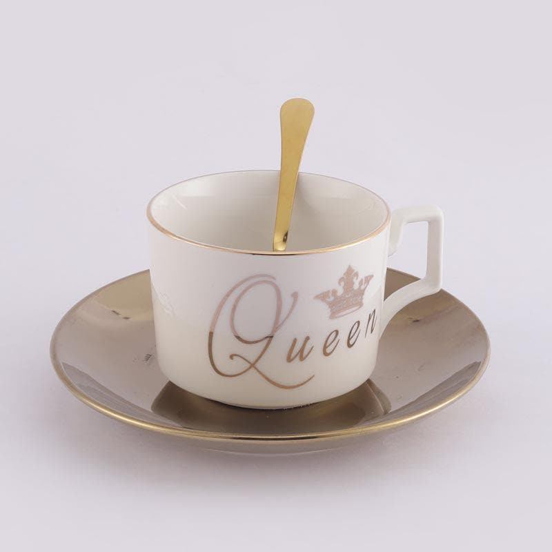 Buy Noir Gold Rimmed Tea Cup & Saucer Set Tea Cup & Saucer from Vaaree