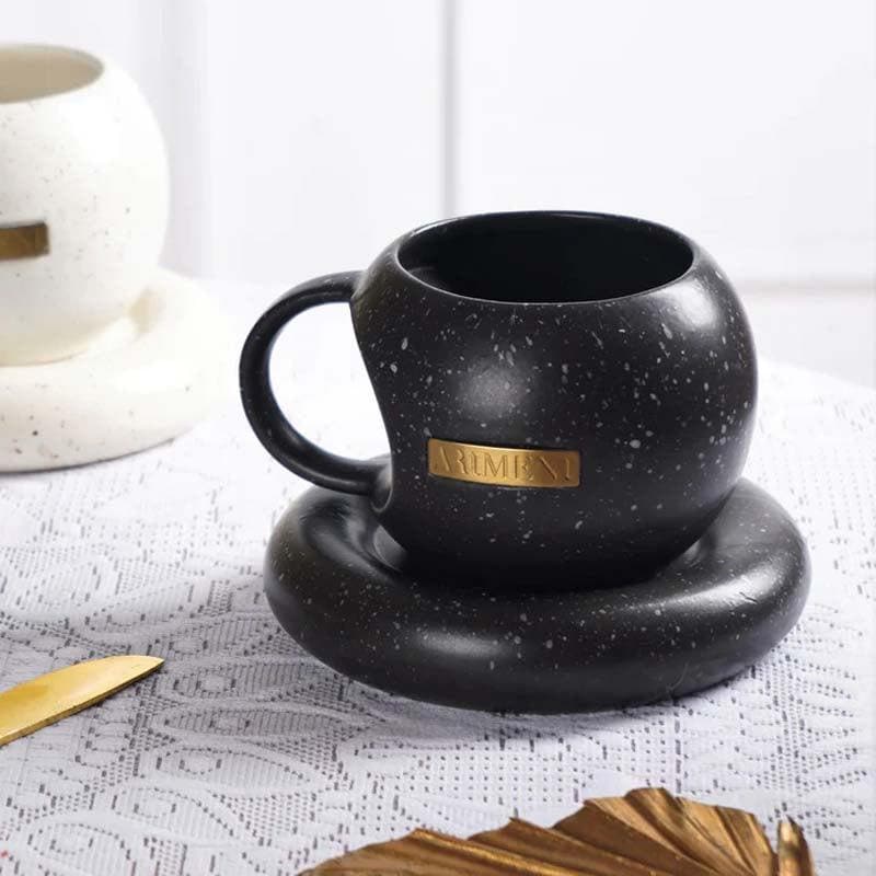 Buy Opala Mug And Saucer - Black Tea Cup & Saucer from Vaaree