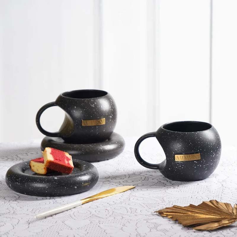 Buy Opala Mug And Saucer - Black Tea Cup & Saucer from Vaaree