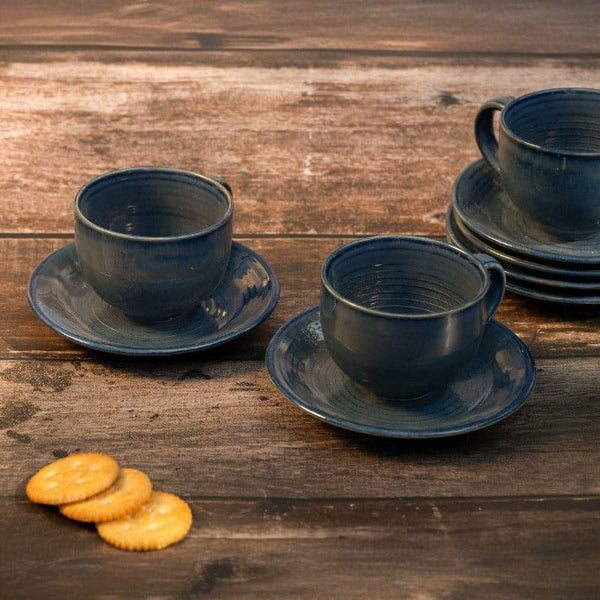 Tea Cup & Saucer - Pinecrest Cup & Saucer Set (Blue) - Set Of Six