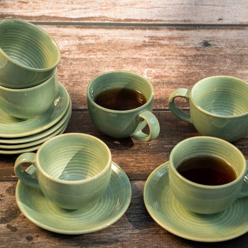 Tea Cup & Saucer - Pinecrest Cup & Saucer Set (Green) - Set Of Six