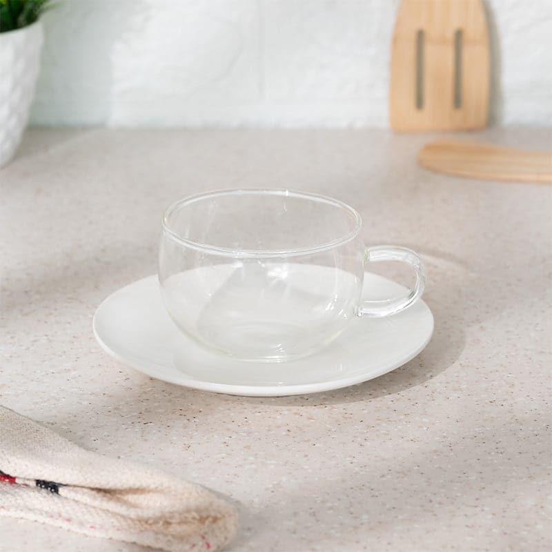 Buy Welonia Glass Cup - 150 ML Tea Cup & Saucer from Vaaree