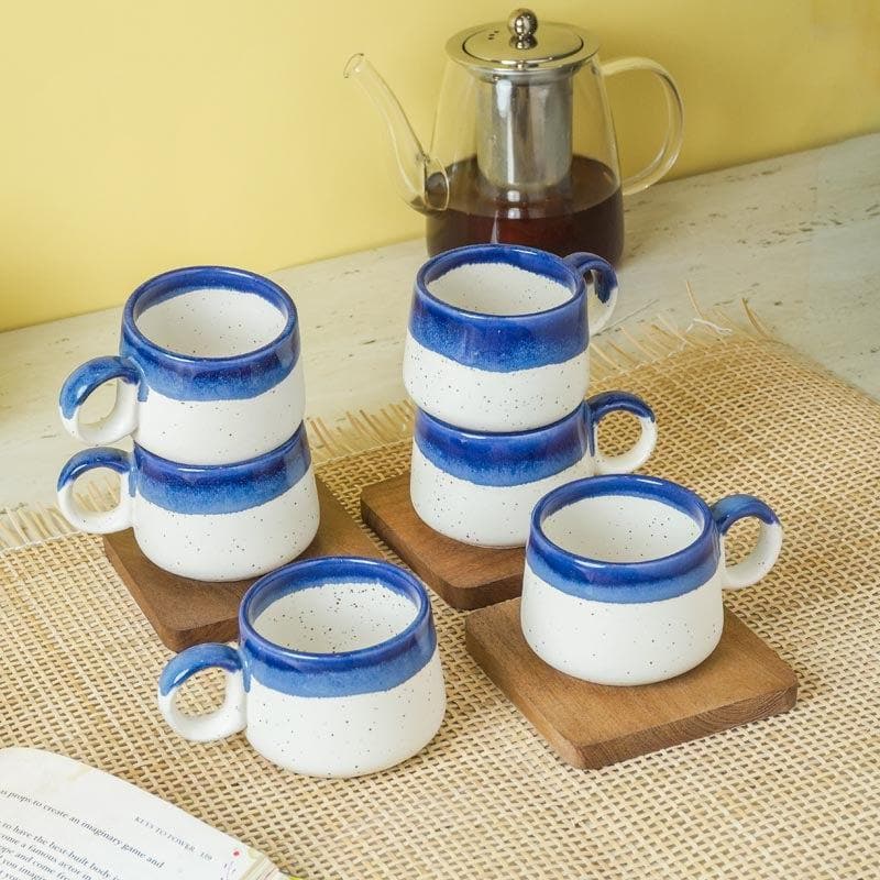 Buy Nouvelle Ceramic Tea Cups (Blue) - Set Of Six Tea Cup from Vaaree