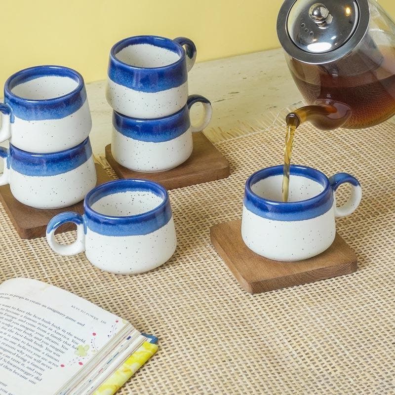 Buy Nouvelle Ceramic Tea Cups (Blue) - Set Of Six Tea Cup from Vaaree