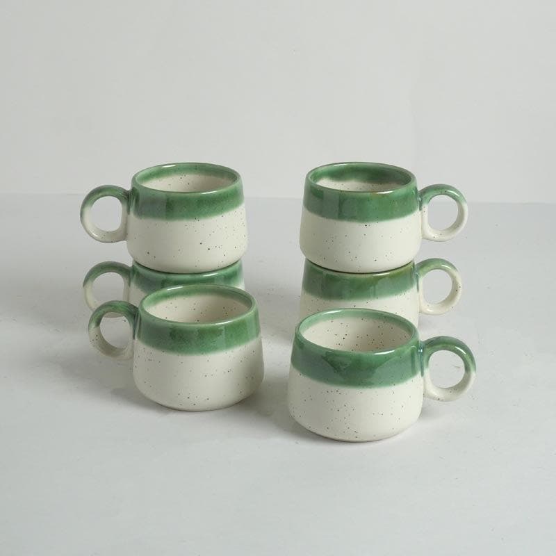 Tea Cup - Nouvelle Ceramic Tea Cups (Green) - Set Of Six